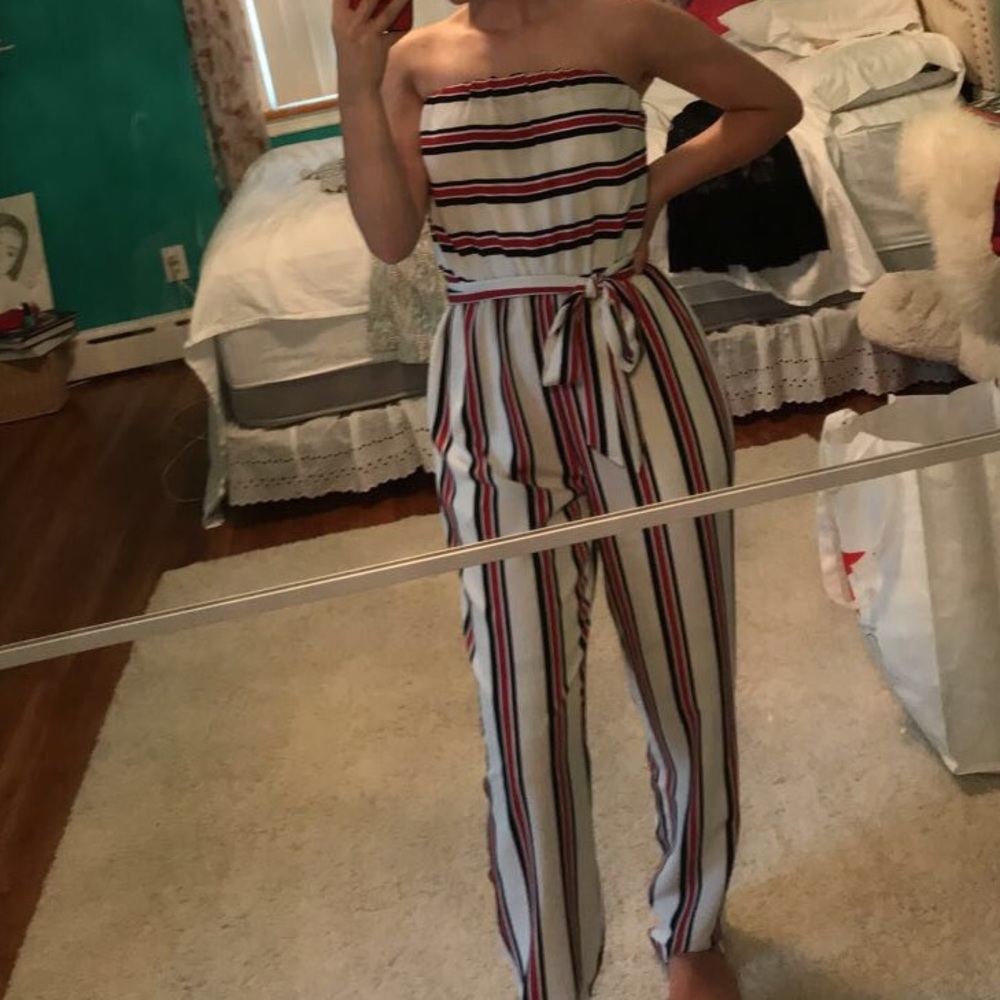 NWT Express Strapless Striped Jumpsuit